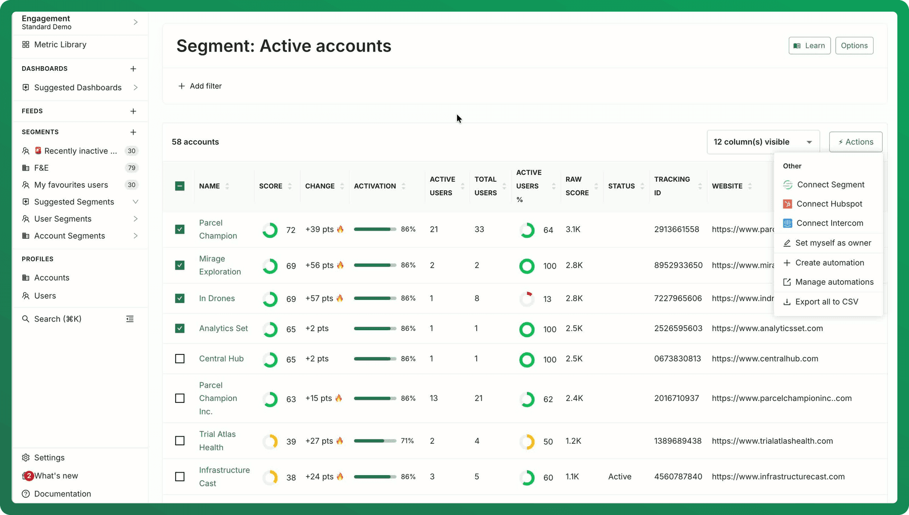 Where to review custom segment usage