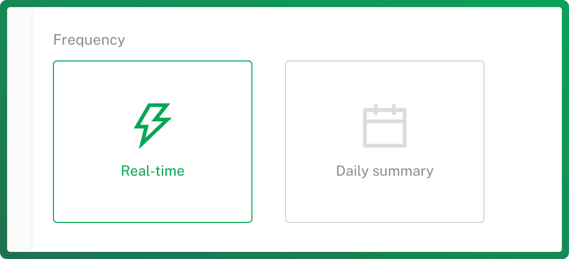 Alert frequency - real time or daily notifications