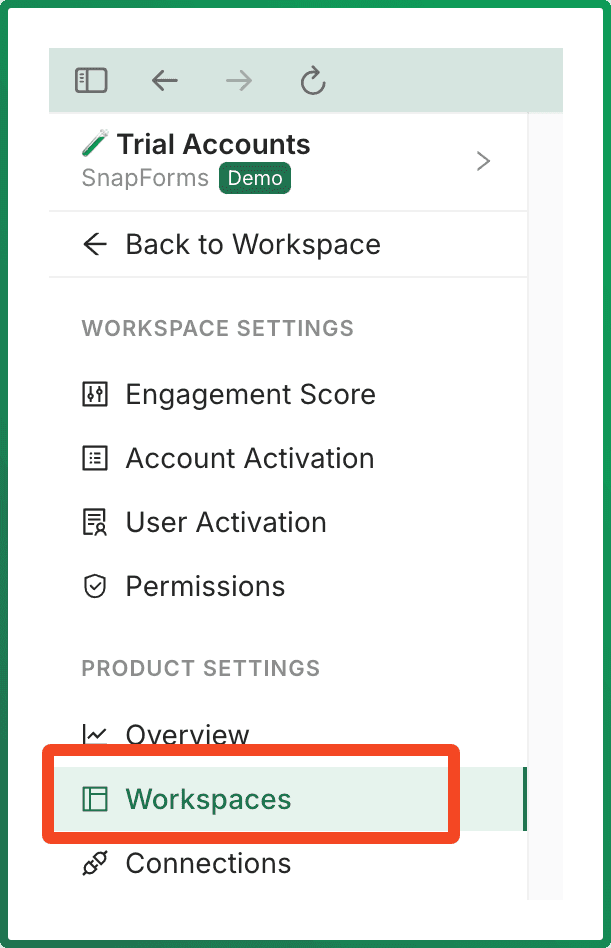 Add a new workspace in workspace settings