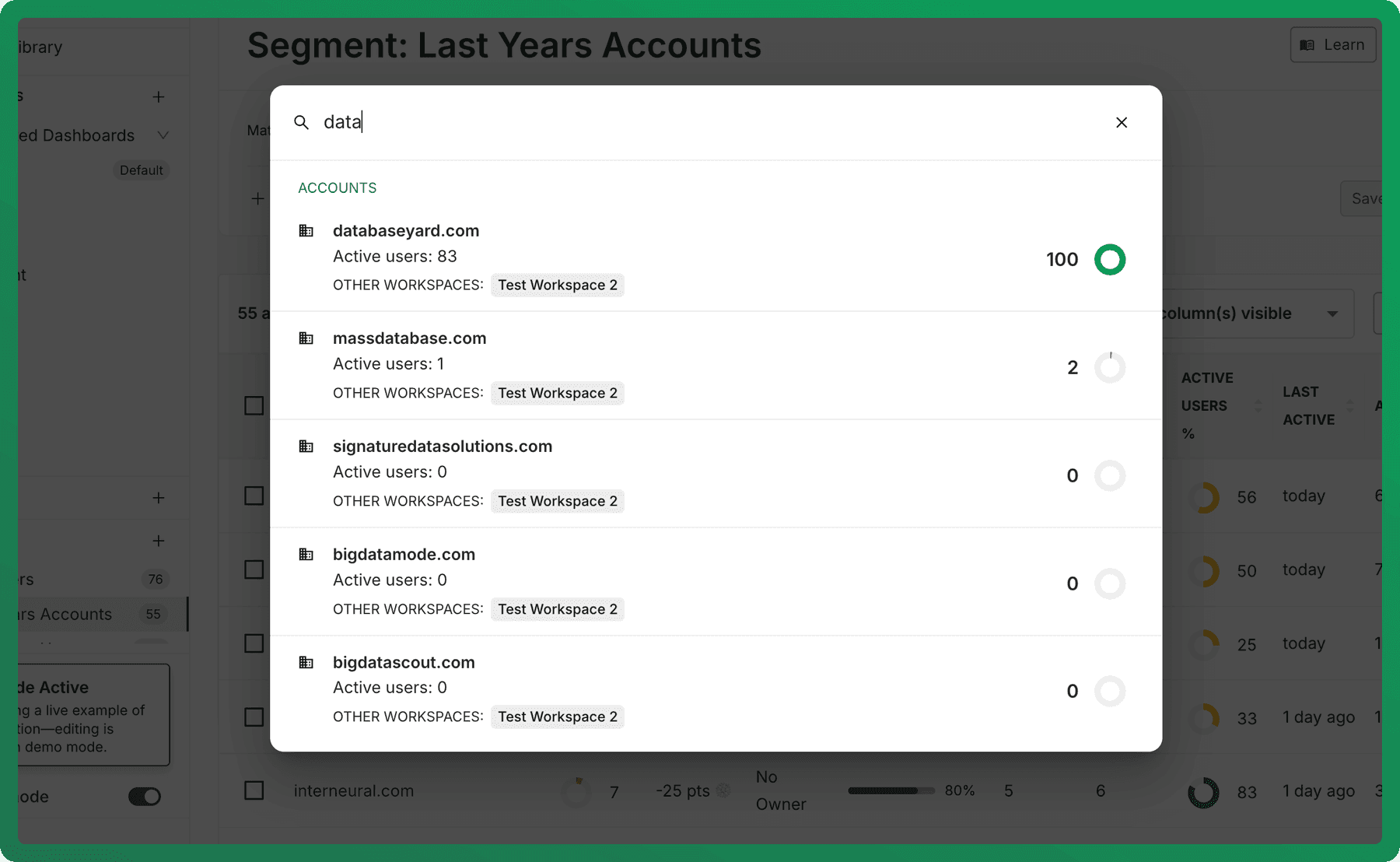 Account results in Search